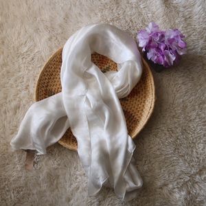 Burberry White 100% Silk Scarf